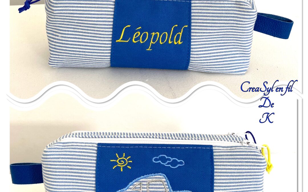 Trousse scolaire marinière Leopold 2 Zip