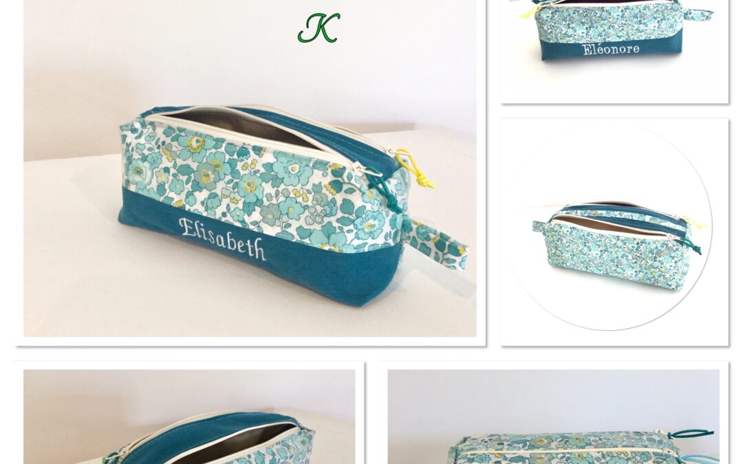 Trousses scolaires Liberty Betsy mint & Lemon & co 2 Zip